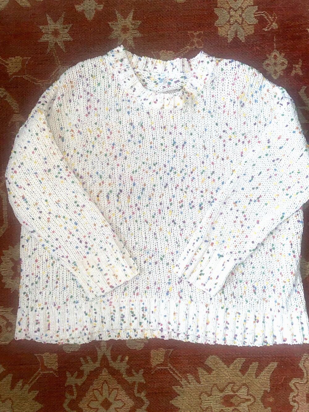 Seven7 Speckled Knit Sweater XXL – White Multicolor Confetti – Cozy Fall Style